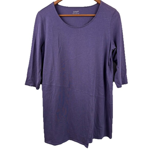 J. Jill Pure Jill Wrap Tunic Purple with 3/4 Length Sleeves Size Small - Picture 2 of 8